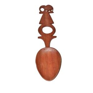 Welsh Love Spoon Wooden Hand Carved Elephant Jungle decor